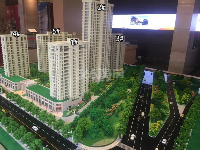 2015年10月钱塘玫瑰湾项目实景--沙盘楼幢图