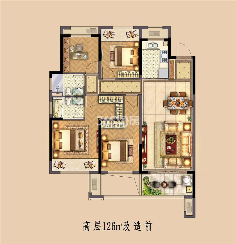 中南熙悦高层126㎡户型图